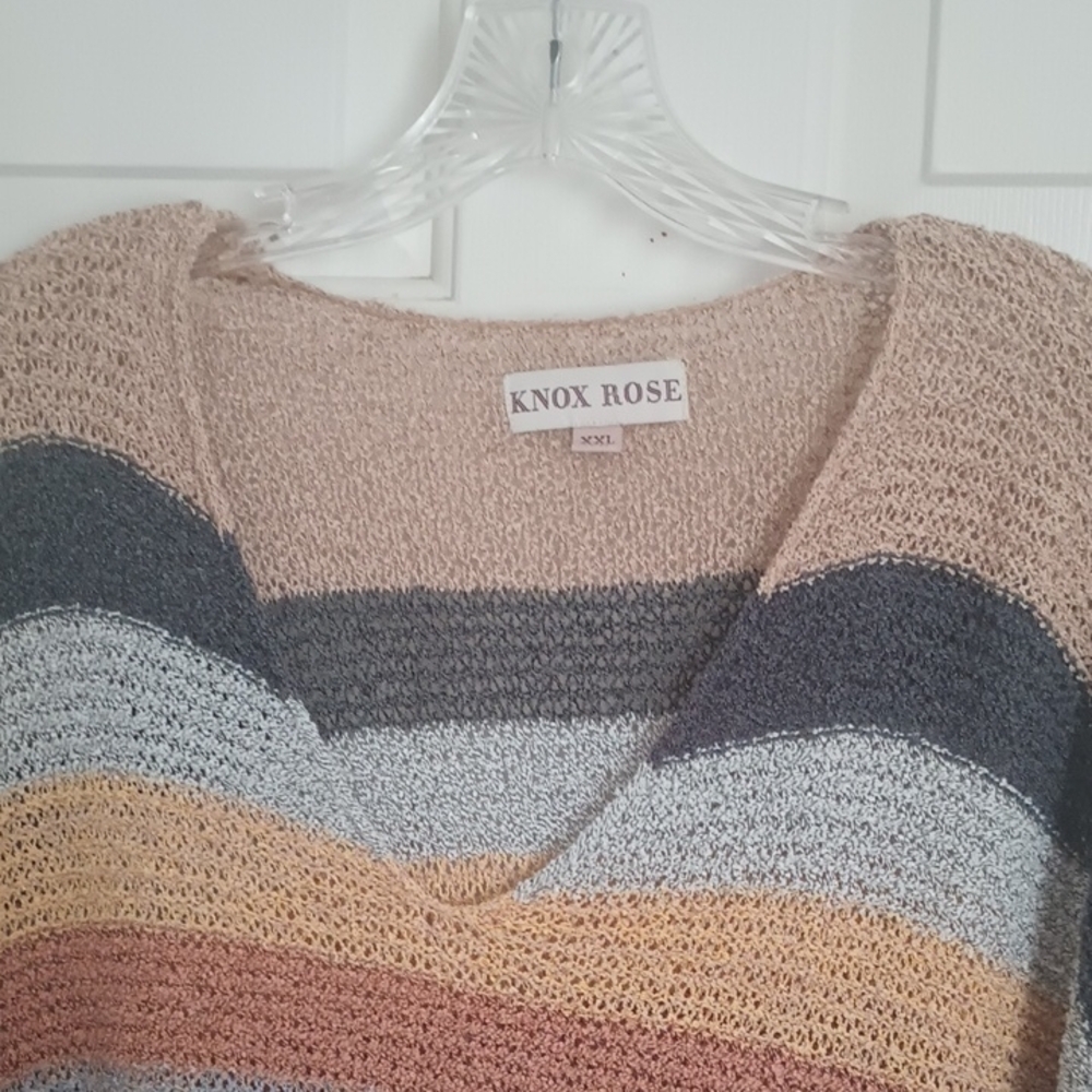 Knox Rose Earthy Tones V-Neck Sweater - Picture 5 of 6